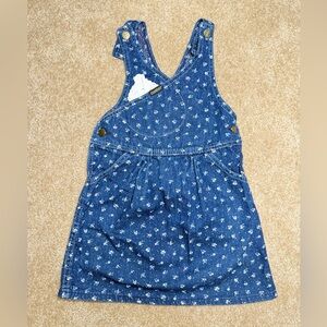 Vintage USA Oshkosh B’gosh Lace Denim Floral Print Vestbak Overall Dress, SZ 5‎